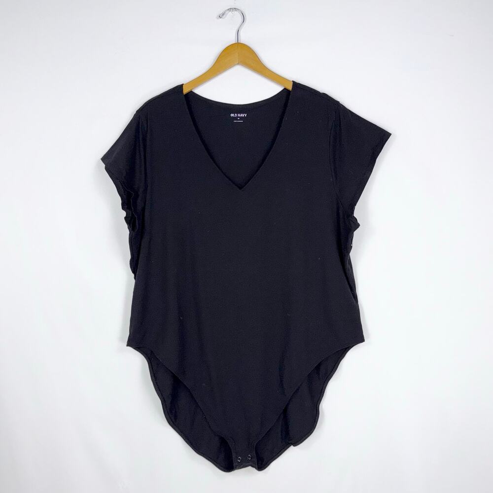 Old Navy Plus Women's V-Neck Short Sleeve Bodysuit Set Bundle 4X Blk White